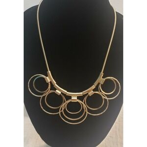 Thalia Sodi Gold Tone Statement Necklace Cirlce Pendants on a Snake Chain